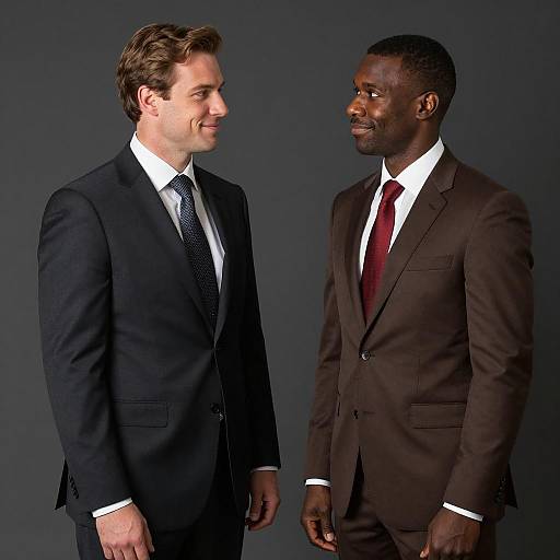 Dual Smiles: Men in Business Attire