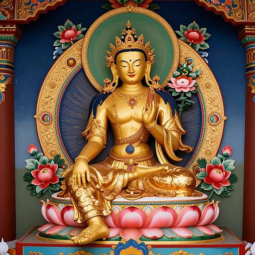 Padmasambhava Statue with Mandala Backdrop