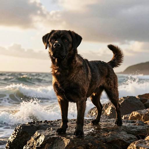 Photorealistic Portuguese Water Dog Action