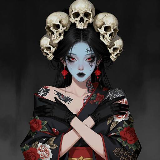 Mystical East Asian Woman in Kimono