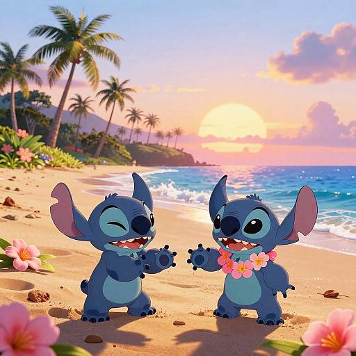 Lilo and Stitch Tropical Beach Sunset