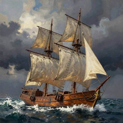 Epic Old Wooden Sailboat in Storm