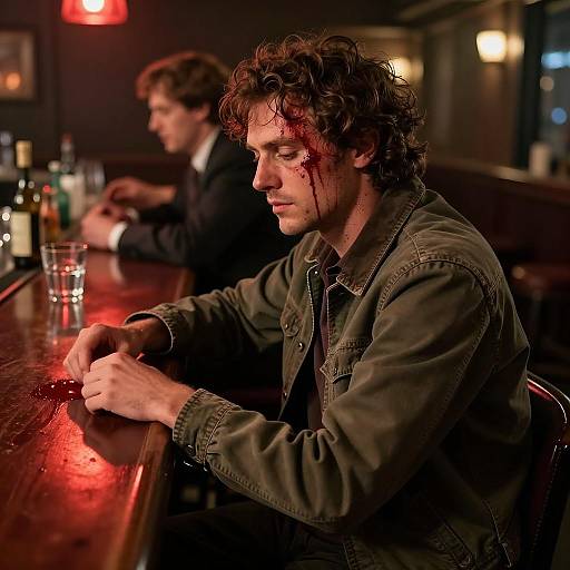 Intense Bar Scene with Dim Lighting