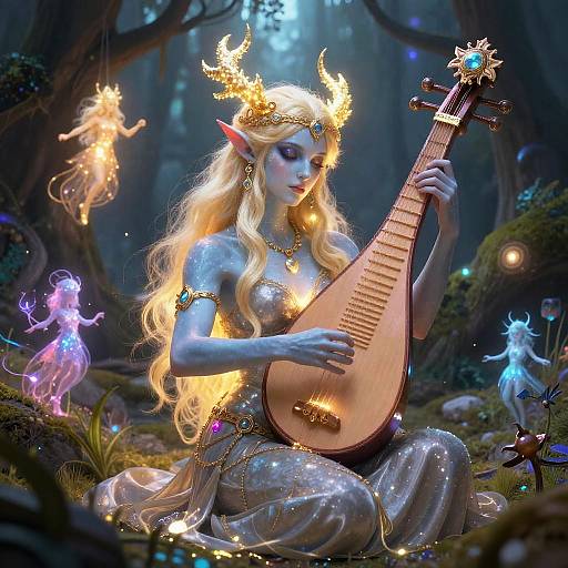Radiant Aasimar Bard in Magical Glade