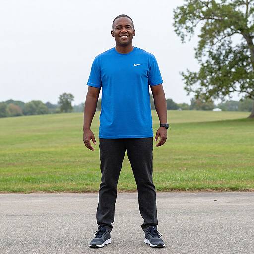 Man in Blue Shirt Posing