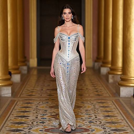 Crystal Queen in Gilded Evening Hallway