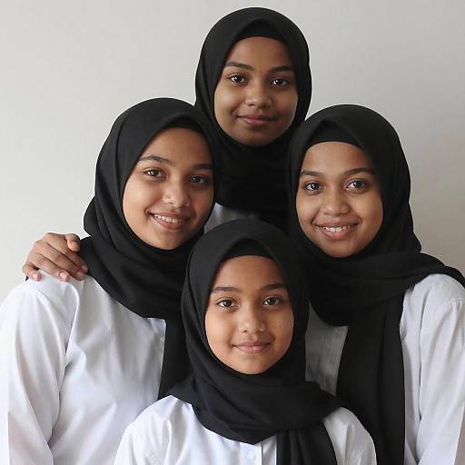 Smiling Women in Black Hijabs