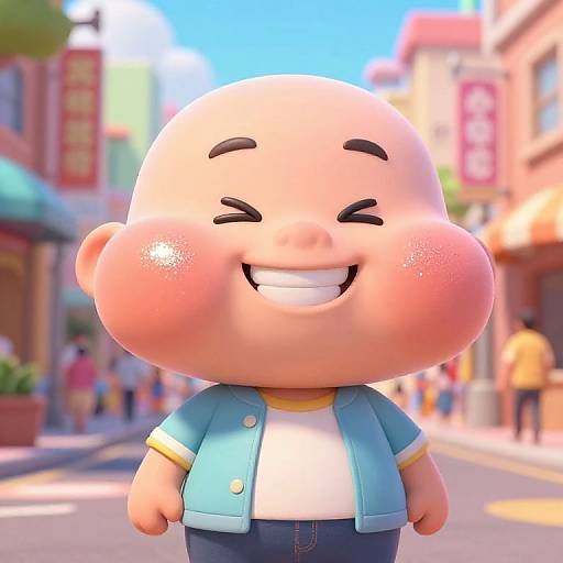 Cheeky Cartoon Character in City