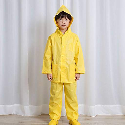 Boy in Yellow Rain Gear Costume
