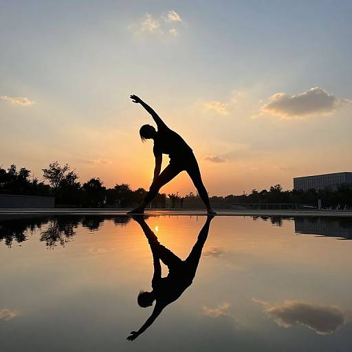 Silhouetted Yoga Stretch at Sunset