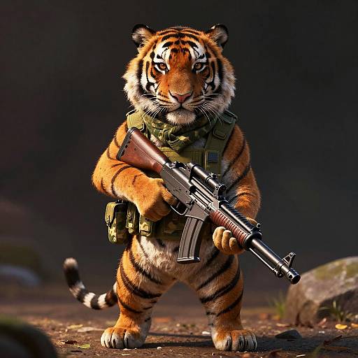 Ultra-Realistic Bengal Tiger Soldier
