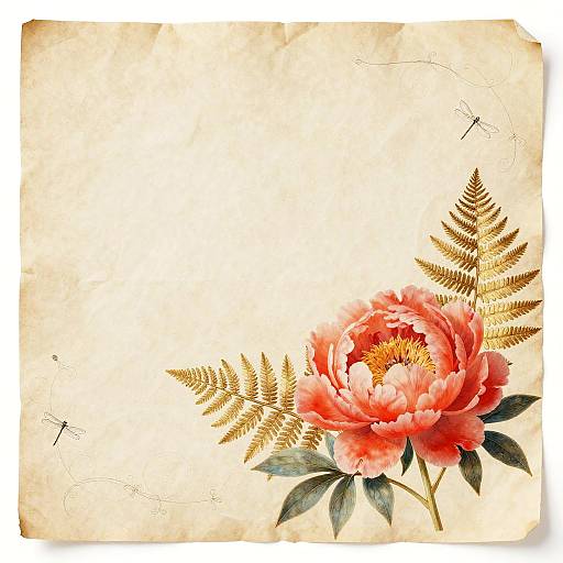 Vintage Coral Peony Botanical Plate