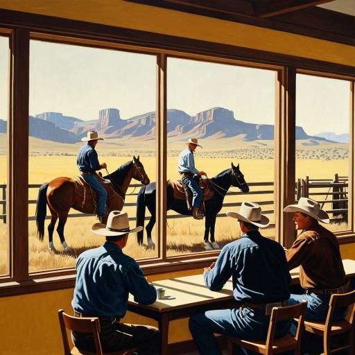 1960s Cowboys Breaking Horses in Precisionist Style