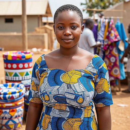 Vibrant Ankara Gown in Nigerian Market