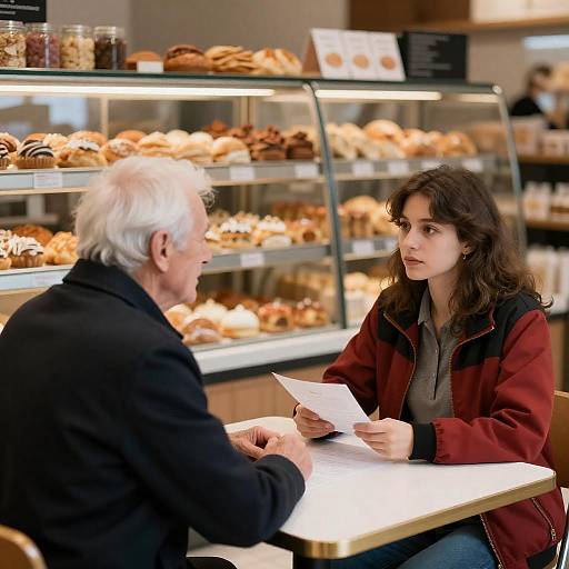 Bakery Conversation: Elderly Man and Woman