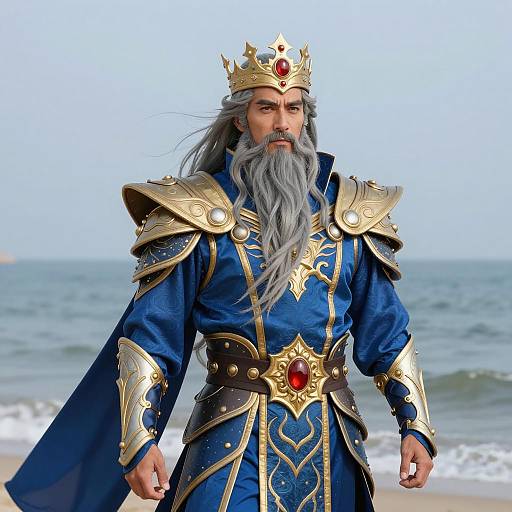 Regal Deep Sea King Cosplayer at Ocean