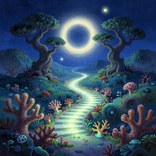 Glowing Bioluminescent Coral Staircase