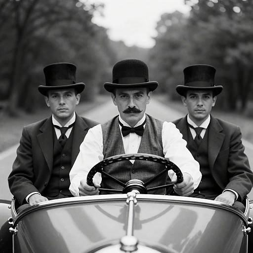 Vintage Car Portrait in Black and White