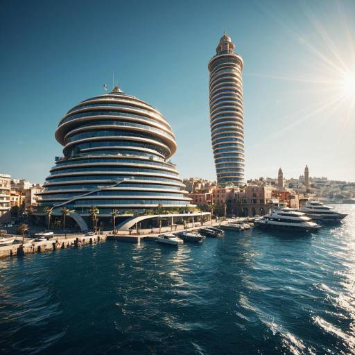 Modern Spiral Lighthouse in Mediterranean Port