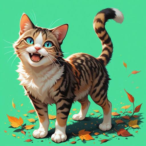 Playful Orange Cat in Green Background Playful Orange Cat in Green Background