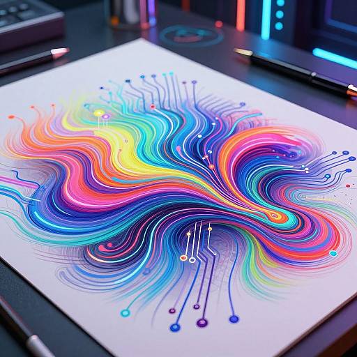 AI-Generated Vibrant Abstract Sketches