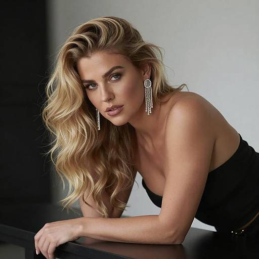 Sultry Blonde Woman with Earrings