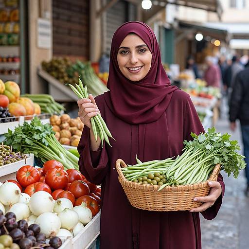 Smiling Egyptian Woman in Vibrant Market