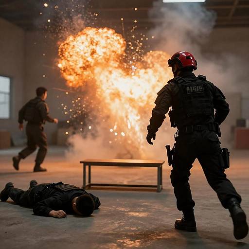 Dynamic Action Scene in Explosive Setting