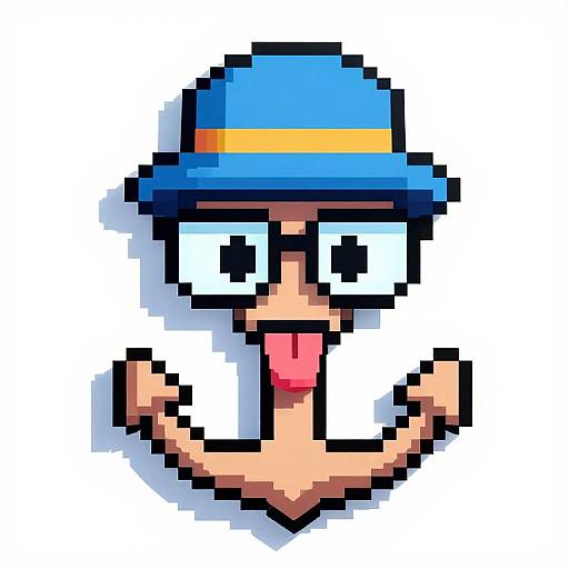 Friendly Pixel Art Face with Accessories
