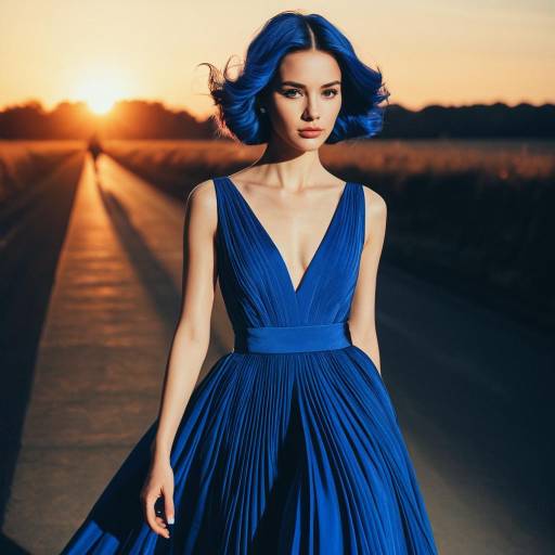 Elegant Sapphire Blue Hairstyle on Runway