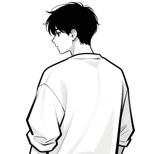 Black-and-White Portrait from Behind