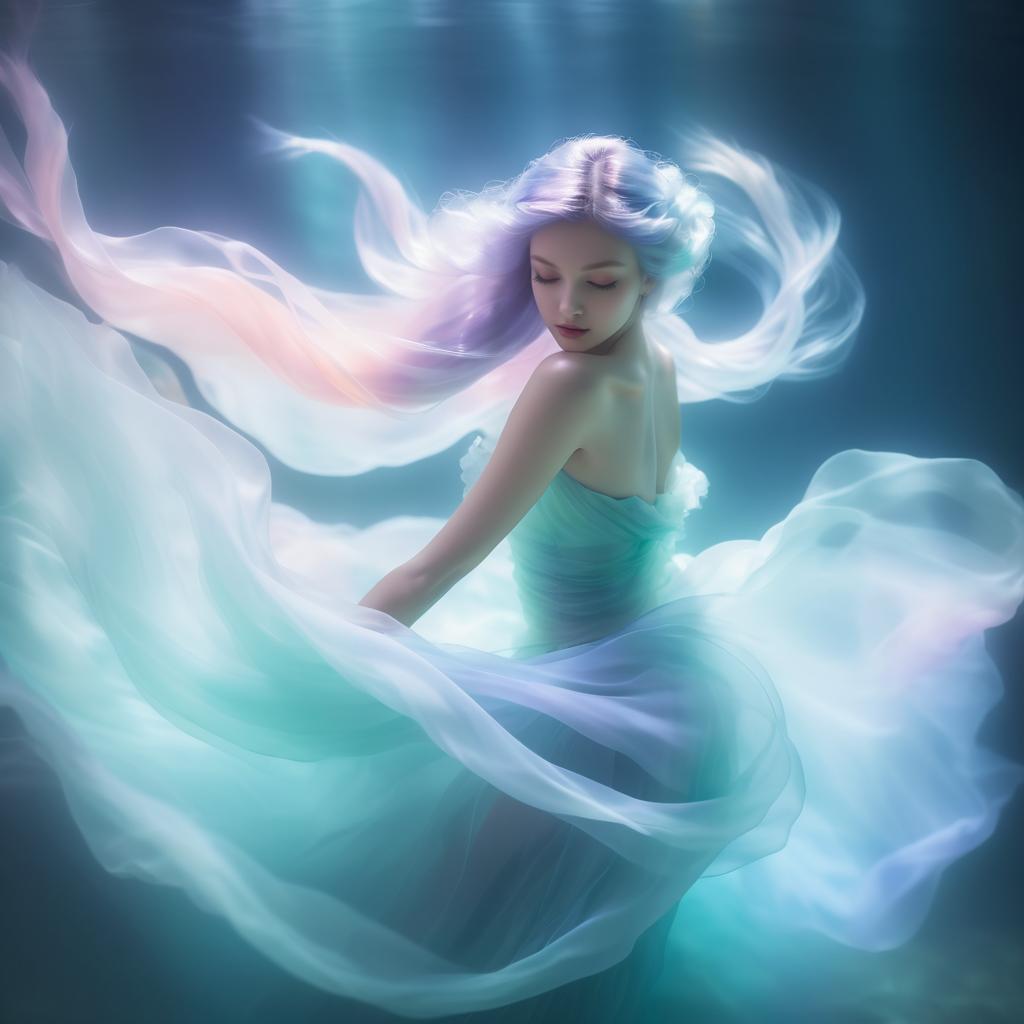 Dreamy Serene Mermaid in Pastel Hues