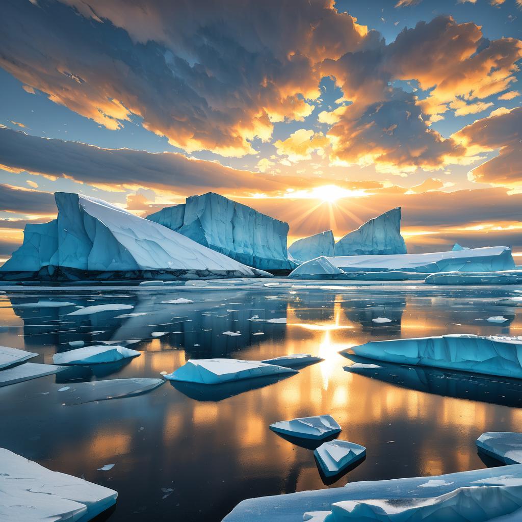 Majestic Icebergs in a Frozen Tundra