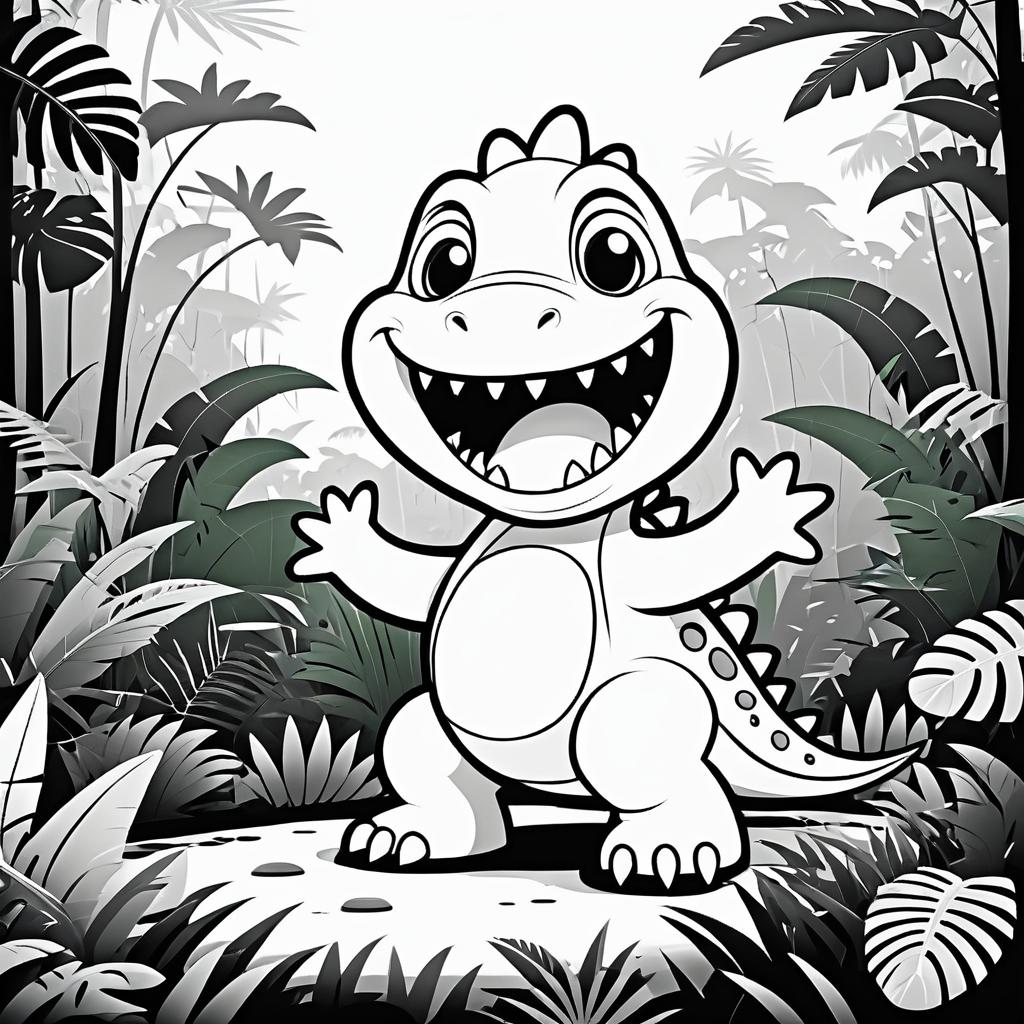 Adorable Dinosaur in Prehistoric Jungle