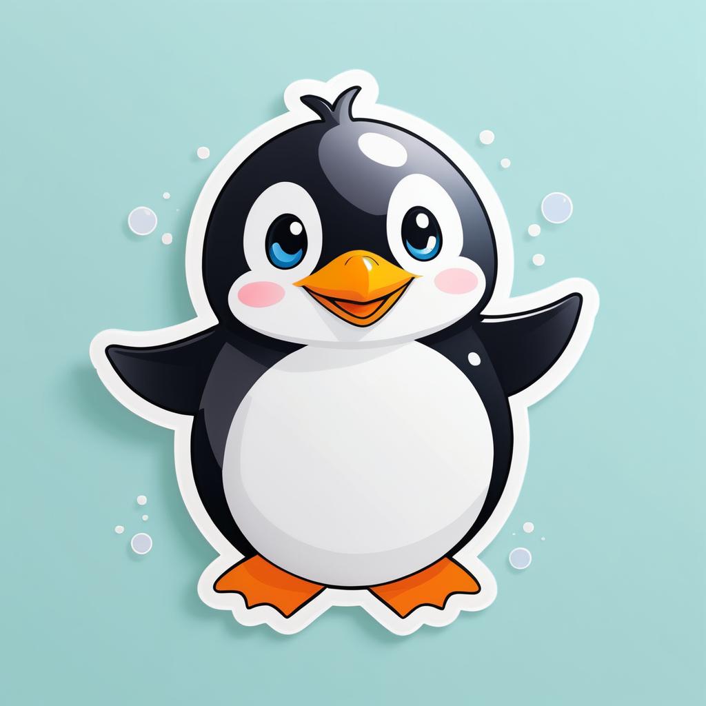 Cheerful Penguin Sticker with Playful Design