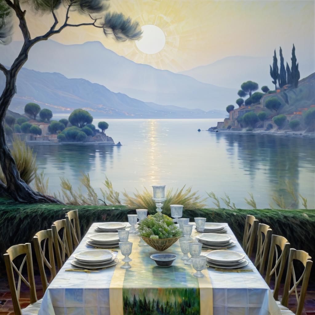 Impressionistic Last Supper by a Serene Sea