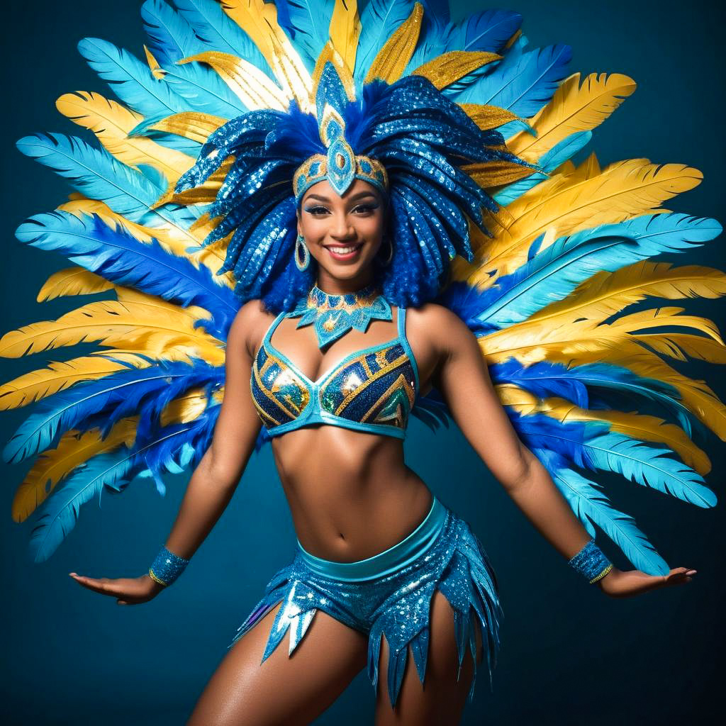 Vibrant Soca Dancer in Carnival Costume