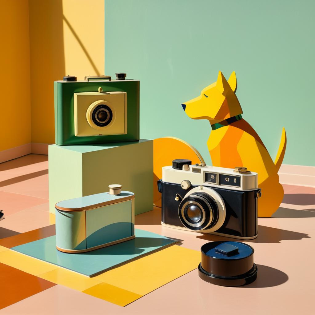 Surreal Still-Life: Camera and Sleepy Dog