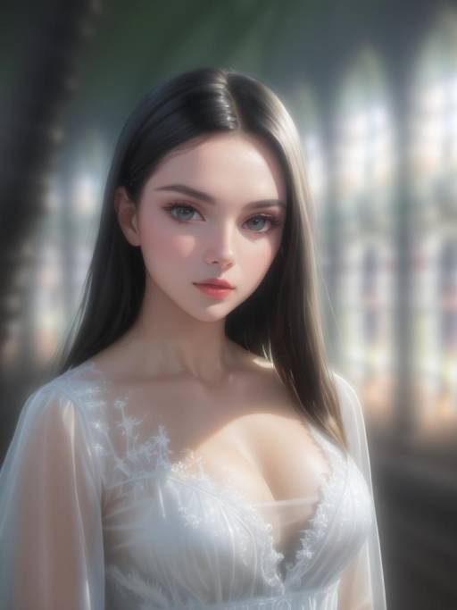 Portrait of Woman in White See-Through Dress