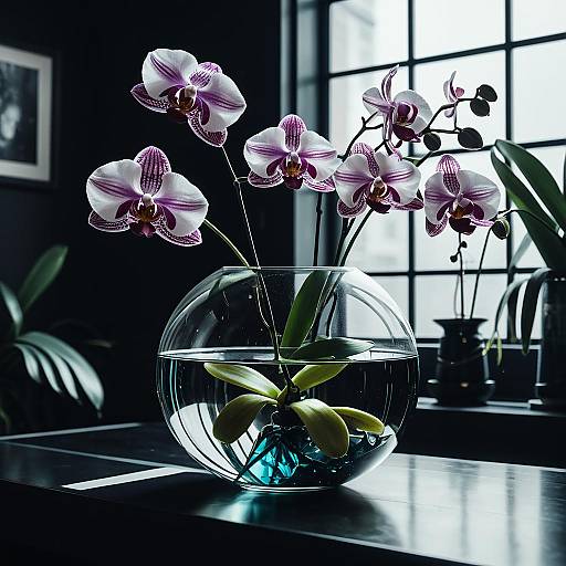 Floating Orchids in Glass Vase Darksynth