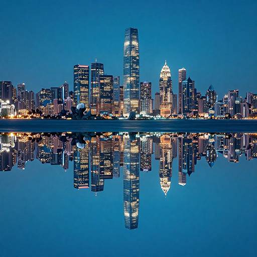 Luminous City Skyline Underwater Reflection