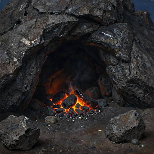 Expressionist Hollow Cave with Embers