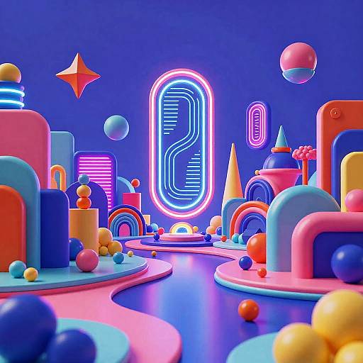 Surreal Neon Digital Landscape