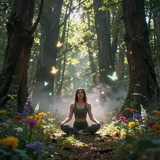 Yoga in Enchanted Forest Clearing