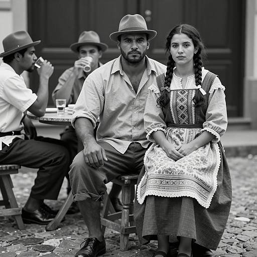 Intense Black-and-White Street Scene