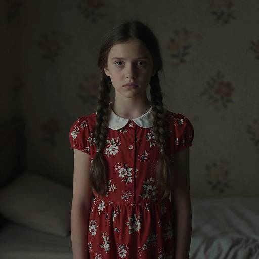 Moody Portrait of Girl in Floral Dress