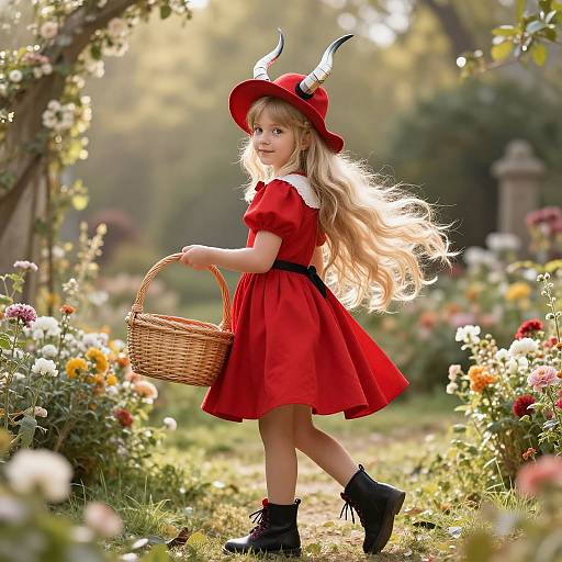 Enchanting Blonde in Red Dress
