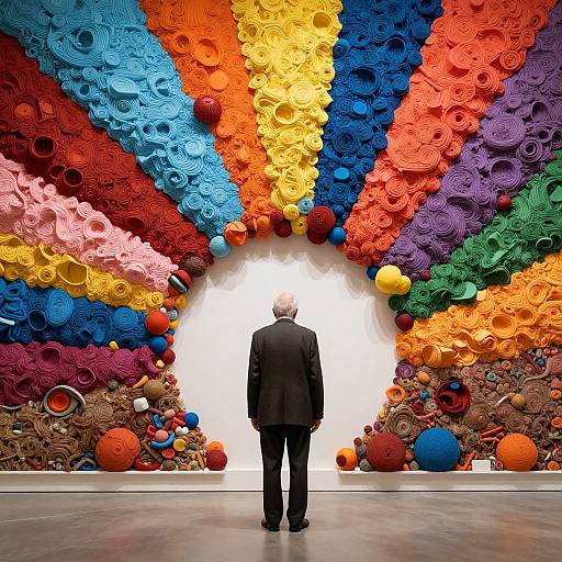 Surreal Colored Old Man Sculpture