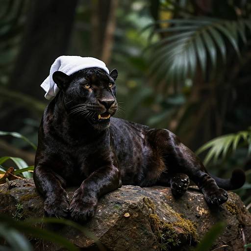 Sleek Panther Relaxing in Jungle
