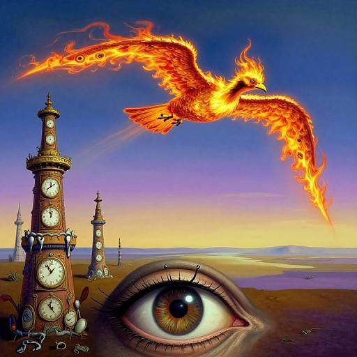 Surrealist Dreamscape with Melting Timepieces